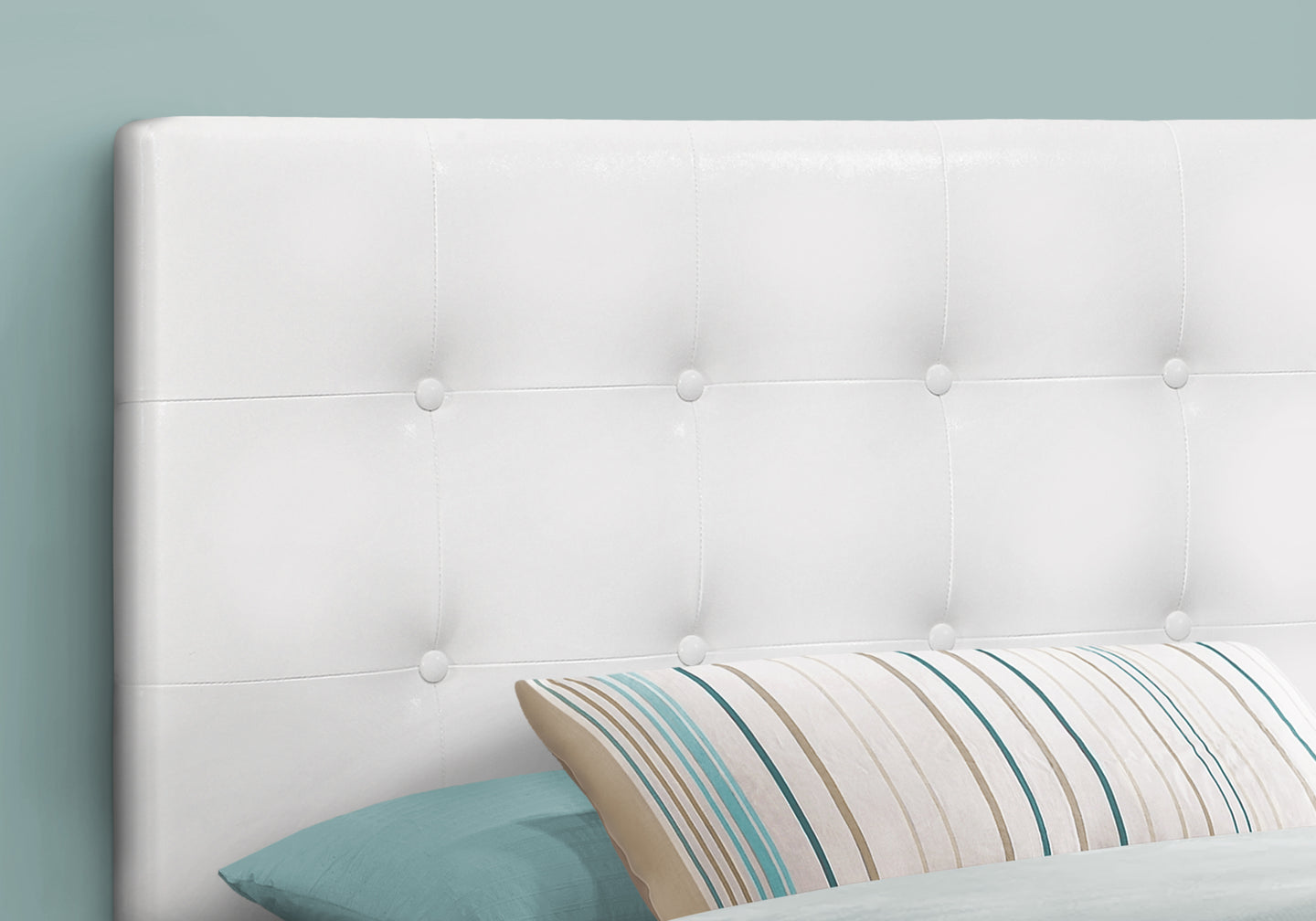 I 6002T Bed - Twin Size / White Leather-Look Headboard Only - Furniture Depot (7881126510840)