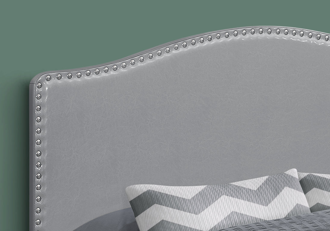 I 6011Q Bed - Queen Size / Grey Leather-Look Headboard Only - Furniture Depot