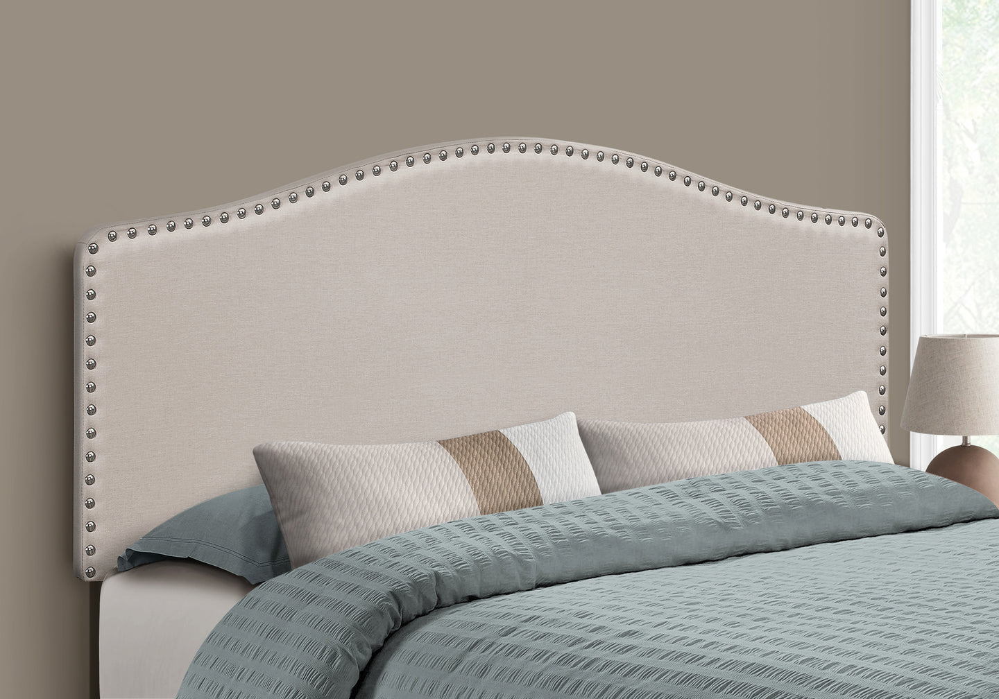 I 6014Q Bed - Queen Size / Beige Linen Headboard Only - Furniture Depot (7881127133432)