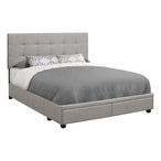 I 6020Q Bed - Queen Size / Grey Linen With 2 Storage Drawers - Furniture Depot