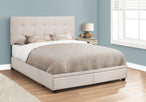 I 6021Q Bed - Queen Size / Beige Linen With 2 Storage Drawers - Furniture Depot (7881127198968)