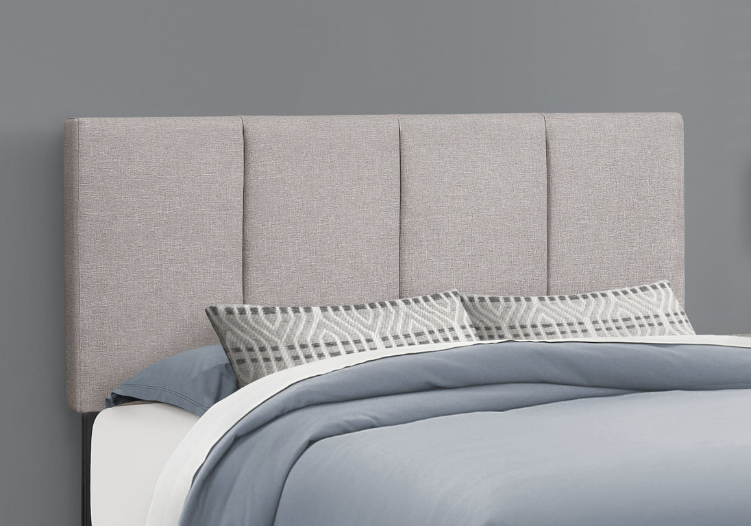 I 6025Q Bed - Queen Size / Grey Linen With Black Wood Legs - Furniture Depot (7881127264504)