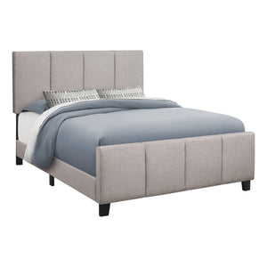 I 6025Q Bed - Queen Size / Grey Linen With Black Wood Legs - Furniture Depot (7881127264504)