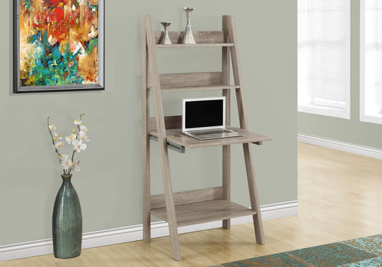 I 7042 Computer Desk - 61"H / Dark Taupe Ladder Style - Furniture Depot