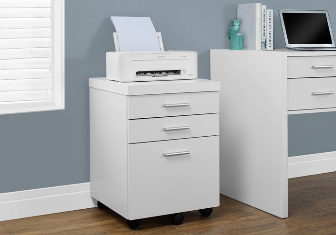 I 7048 Filing Cabinet - 3 Drawer / White On Castors - Furniture Depot (7881128018168)