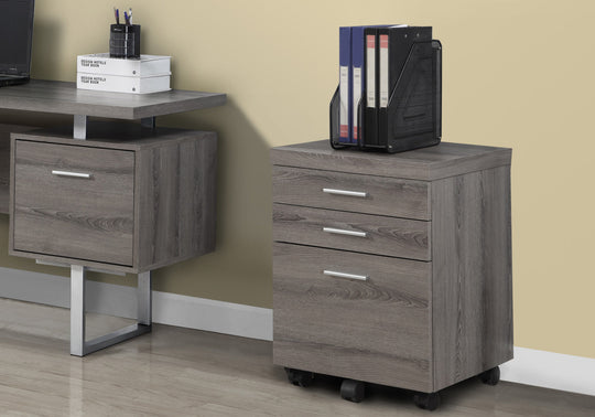 I 7049 Filing Cabinet - 3 Drawer / Dark Taupe On Castors - Furniture Depot (7881128083704)