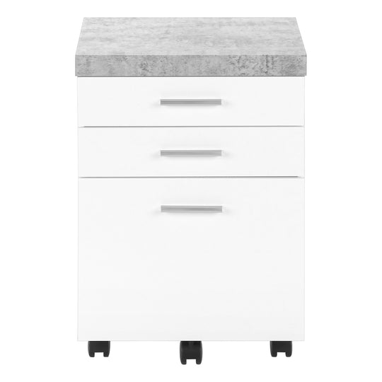 I 7051 Filing Cabinet - 3 Drawer / White / Cement-Look On Castor - Furniture Depot (7881128116472)