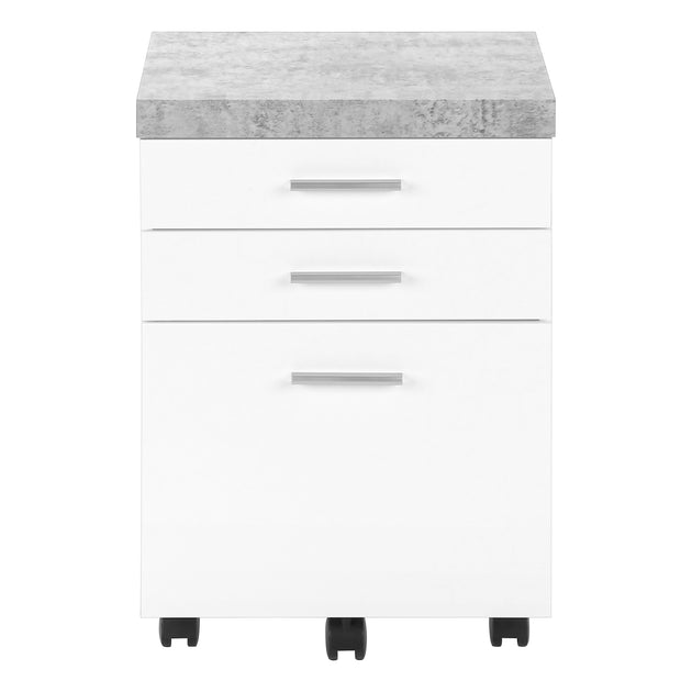 I 7051 Filing Cabinet - 3 Drawer / White / Cement-Look On Castor - Furniture Depot (7881128116472)