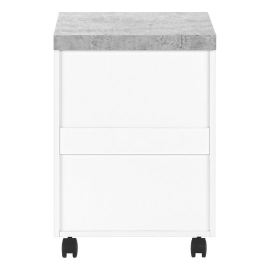 I 7051 Filing Cabinet - 3 Drawer / White / Cement-Look On Castor - Furniture Depot (7881128116472)