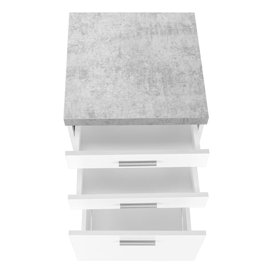 I 7051 Filing Cabinet - 3 Drawer / White / Cement-Look On Castor - Furniture Depot (7881128116472)