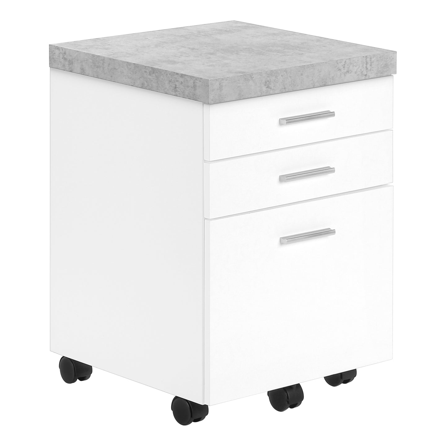 I 7051 Filing Cabinet - 3 Drawer / White / Cement-Look On Castor - Furniture Depot (7881128116472)