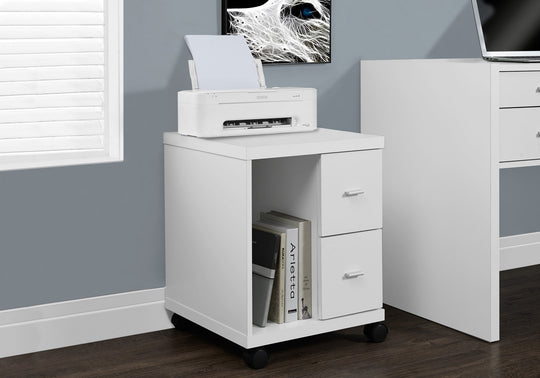 I 7055 Office Cabinet - White With 2 Drawers On Castors - Furniture Depot (7881128149240)