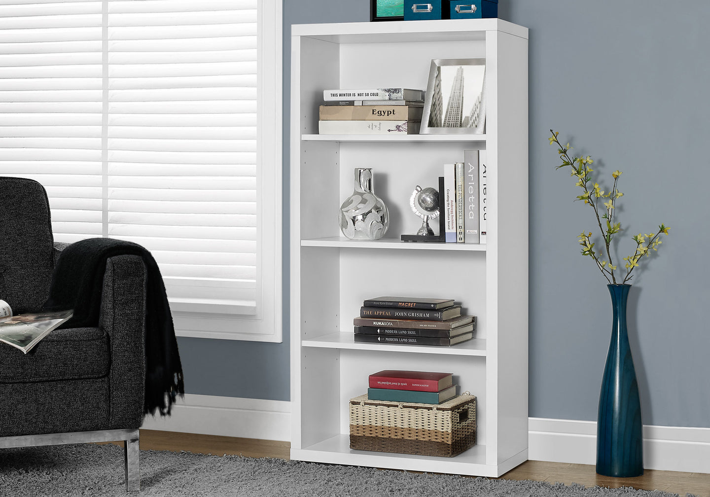 I 7059 Bookcase - 48"H / White With Adjustable Shelves - Furniture Depot (7881128214776)