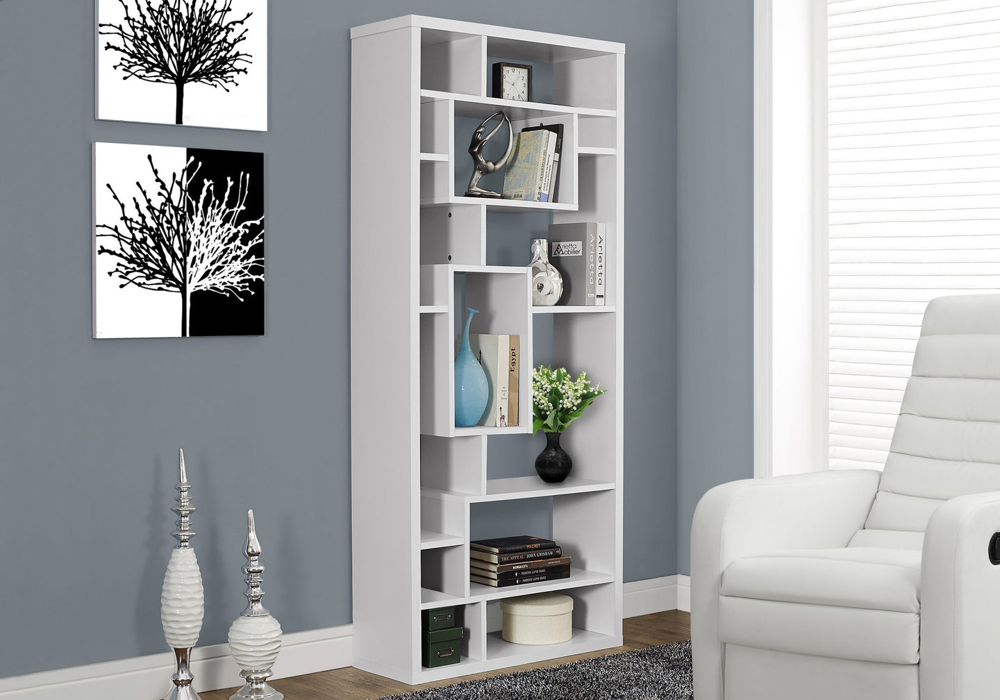 I 7071 Bookcase - 72"H / White - Furniture Depot (7881128378616)