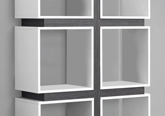 I 7076 Bookcase - 71"H / White / Grey - Furniture Depot