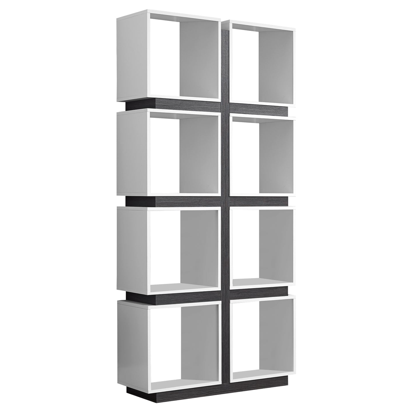 I 7076 Bookcase - 71"H / White / Grey - Furniture Depot
