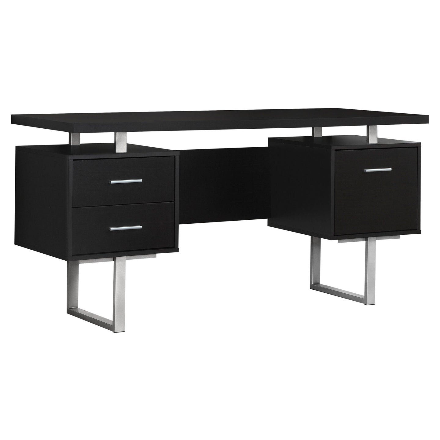 I 7080 Computer Desk - 60"L / Espresso / Silver Metal - Furniture Depot