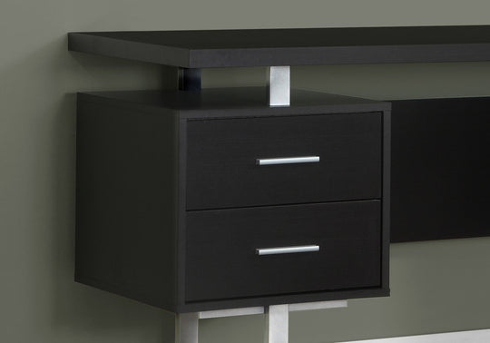 I 7080 Computer Desk - 60"L / Espresso / Silver Metal - Furniture Depot