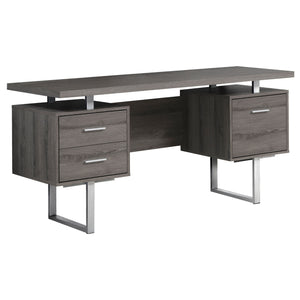 I 7082 Computer Desk - 60"L / Dark Taupe / Silver Metal - Furniture Depot
