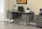 I 7082 Computer Desk - 60"L / Dark Taupe / Silver Metal - Furniture Depot