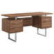 I 7083 Computer Desk - 60"L / Walnut / Silver Metal - Furniture Depot