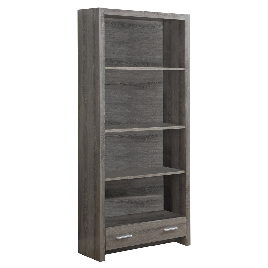 I 7087 Bookcase - 71"H / Dark Taupe With A Storage Drawer - Furniture Depot