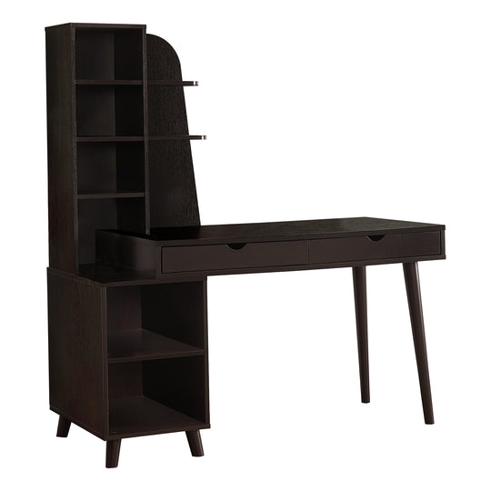I 7096 Computer Desk - 55"L / Espresso With Bookcase - Furniture Depot (7881128640760)