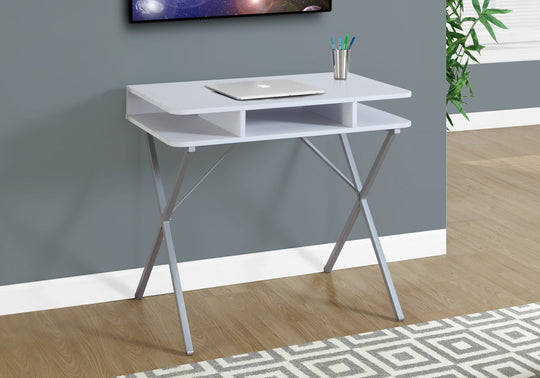 I 7100 Computer Desk - 31"L / White Top / Silver Metal - Furniture Depot (7881128706296)