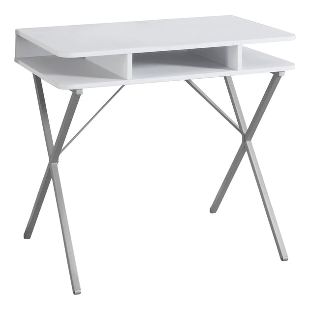 I 7100 Computer Desk - 31"L / White Top / Silver Metal - Furniture Depot (7881128706296)