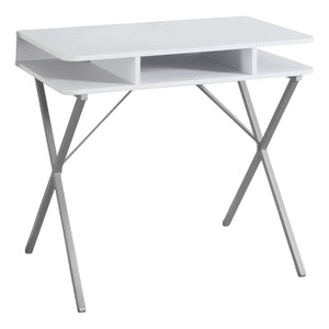 I 7100 Computer Desk - 31"L / White Top / Silver Metal - Furniture Depot (7881128706296)