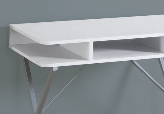 I 7100 Computer Desk - 31"L / White Top / Silver Metal - Furniture Depot (7881128706296)