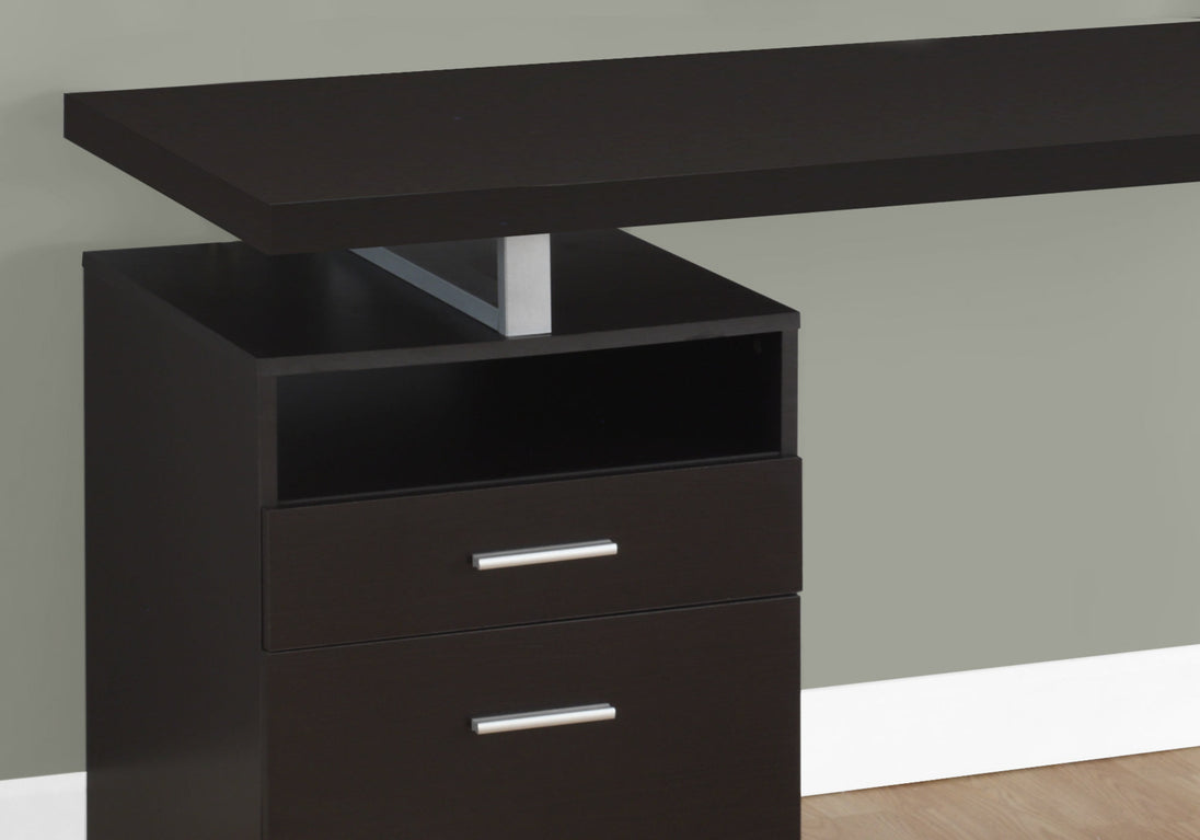 I 7143 Computer Desk - 60"L / Espresso / Silver Metal - Furniture Depot (7881129099512)