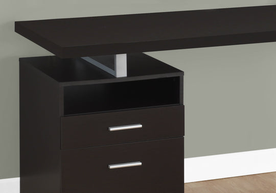I 7143 Computer Desk - 60"L / Espresso / Silver Metal - Furniture Depot (7881129099512)