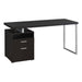 I 7143 Computer Desk - 60"L / Espresso / Silver Metal - Furniture Depot (7881129099512)