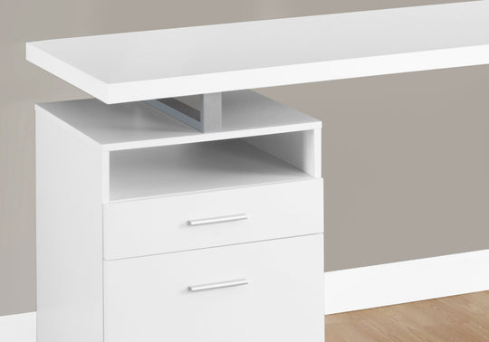 I 7144 Computer Desk - 60"L / White / Silver Metal - Furniture Depot