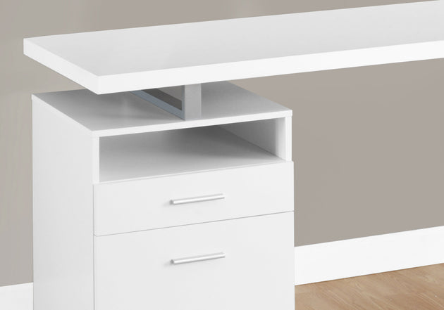 I 7144 Computer Desk - 60"L / White / Silver Metal - Furniture Depot
