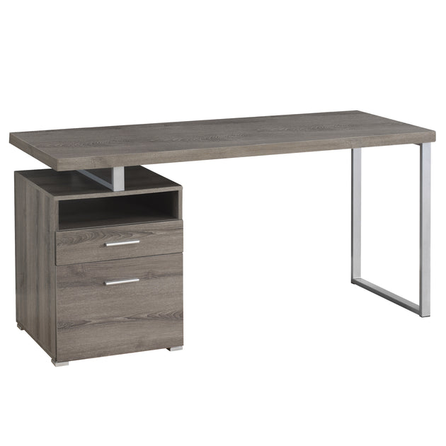 I 7145 Computer Desk - 60"L / Dark Taupe / Silver Metal - Furniture Depot (4864492666982)