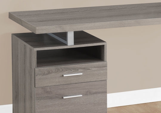 I 7145 Computer Desk - 60"L / Dark Taupe / Silver Metal - Furniture Depot (4864492666982)