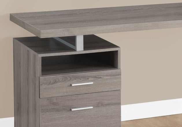 I 7145 Computer Desk - 60"L / Dark Taupe / Silver Metal - Furniture Depot (4864492666982)