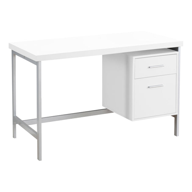 I 7149 Computer Desk - 48"L / White / Silver Metal - Furniture Depot