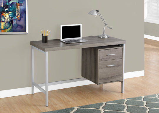 I 7150 Computer Desk - 48"L / Dark Taupe / Silver Metal - Furniture Depot