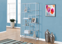 Load image into Gallery viewer, I 7158 Bookcase - 72&quot;H / Silver Metal With Tempered Glass - Furniture Depot (7881129427192)