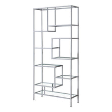 Load image into Gallery viewer, I 7158 Bookcase - 72&quot;H / Silver Metal With Tempered Glass - Furniture Depot (7881129427192)