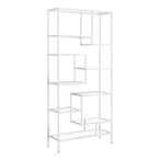 I 7159 Bookcase - 72"H / White Metal With Tempered Glass - Furniture Depot