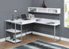 I 7162 Computer Desk - White / Silver Metal Corner - Furniture Depot