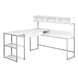 I 7162 Computer Desk - White / Silver Metal Corner - Furniture Depot
