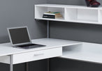 I 7162 Computer Desk - White / Silver Metal Corner - Furniture Depot