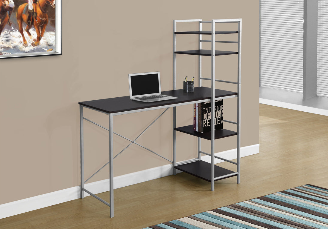 I 7166 Computer Desk - 48"L / Espresso Top / Silver Metal - Furniture Depot (7881129689336)