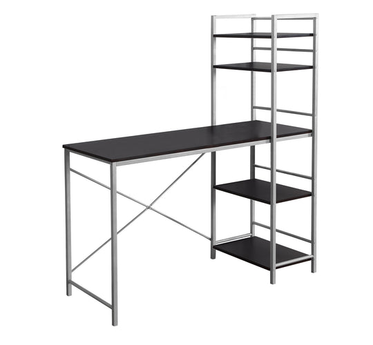 I 7166 Computer Desk - 48"L / Espresso Top / Silver Metal - Furniture Depot (7881129689336)