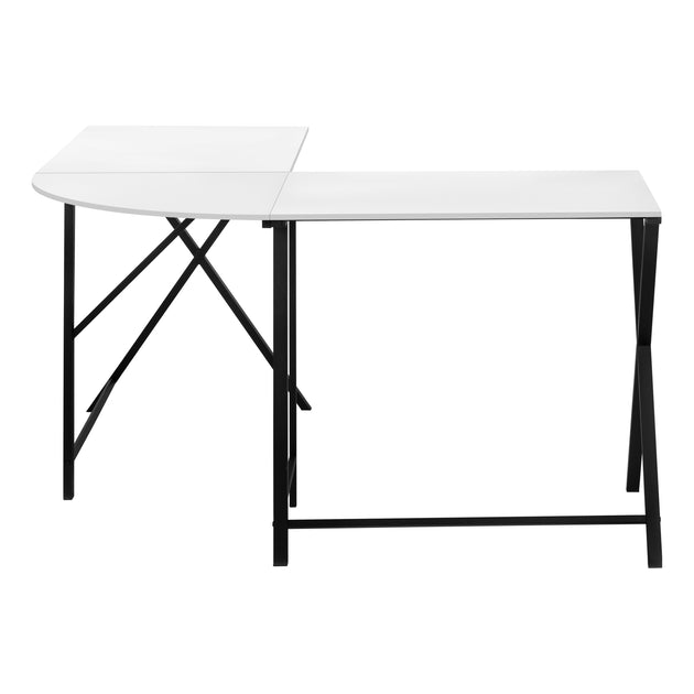 I 7195 Computer Desk - 55"L / White Top / Black Metal Corner - Furniture Depot